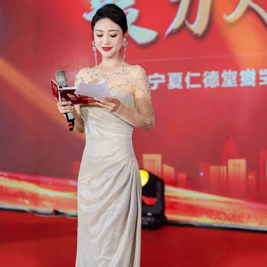 Evening Dress For Women Silver Paillette Fishtail